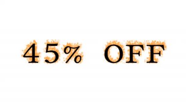 Ateşleme efekti% 45 kapalı beyaz izole arka plan. Yüksek görsel etkiyle canlandırılmış metin efekti. harf ve metin efekti.