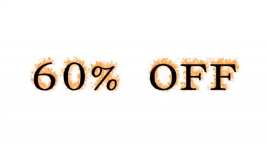 Ateşleme efekti% 60 kapalı beyaz izole arka plan. Yüksek görsel etkiyle canlandırılmış metin efekti. harf ve metin efekti.