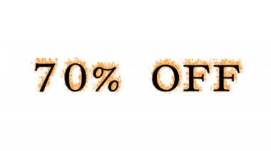 Ateşleme efekti% 70 kapalı beyaz izole arka plan. Yüksek görsel etkiyle canlandırılmış metin efekti. harf ve metin efekti.