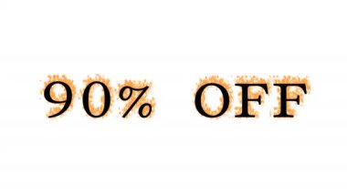 Ateşleme efekti% 90 kapalı beyaz izole arka plan. Yüksek görsel etkiyle canlandırılmış metin efekti. harf ve metin efekti.