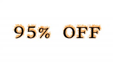 % 95 indirimli mesaj efekti beyaz izole arka plan. Yüksek görsel etkiyle canlandırılmış metin efekti. harf ve metin efekti.