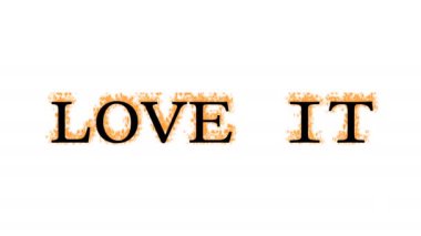 Love It metin efekti beyaz izole arka plan. Yüksek görsel etkiyle canlandırılmış metin efekti. harf ve metin efekti.