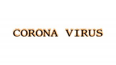 Corona Virüsü yangın mesajı efekti beyaz izole arka plan. Yüksek görsel etkiyle canlandırılmış metin efekti. harf ve metin efekti.
