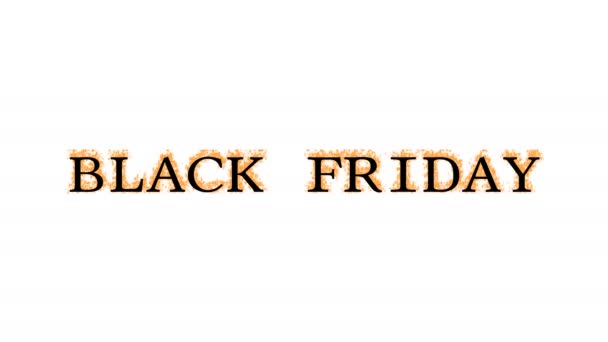 Black Friday Fire Text Effect White Isolated Background Animated Text — Stock Video