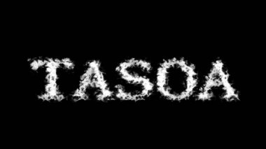 Tasoa bulut etkisi siyah izole arkaplan. Yüksek görsel etkiyle canlandırılmış metin efekti. harf ve metin efekti.