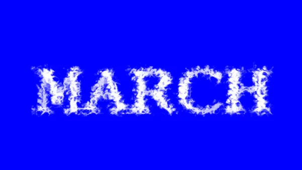 三月云文字效果蓝色孤立的背景 动画文字效果具有高视觉冲击力 字母和文字效果 — 图库照片