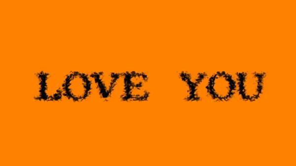 Love You Smoke Text Effekt Orange Isolierten Hintergrund Animierte Texteffekte — Stockfoto