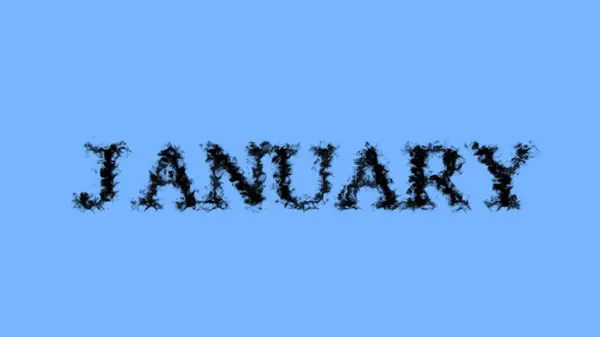 Januar Rauch Text Effekt Himmel Isoliert Hintergrund Animierte Texteffekte Mit — Stockfoto