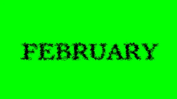 Februar Rauch Texteffekt Grün Isoliert Hintergrund Animierte Texteffekte Mit Hoher — Stockfoto
