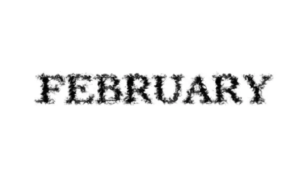 Februar Rauch Text Effekt Weiß Isolierten Hintergrund Animierte Texteffekte Mit — Stockfoto