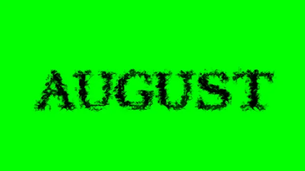 August Fum Text Efect Verde Fundal Izolat Efect Text Animat — Fotografie, imagine de stoc