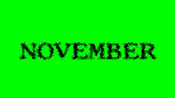 November Rook Tekst Effect Groen Geïsoleerde Achtergrond Geanimeerd Teksteffect Met — Stockfoto