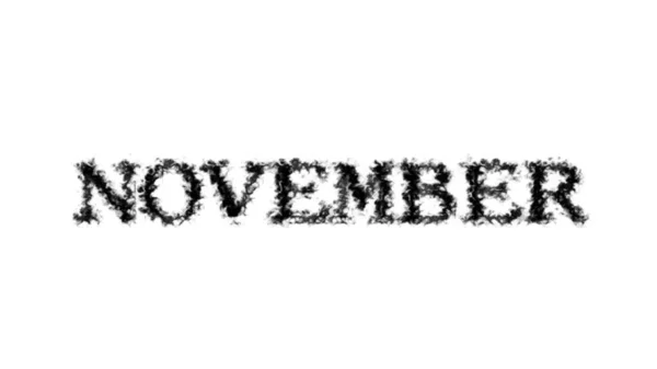 Ноябрьский Дым Белом Изолированном Фоне Анимированный Текстовый Эффект Высоким Визуальным — стоковое фото