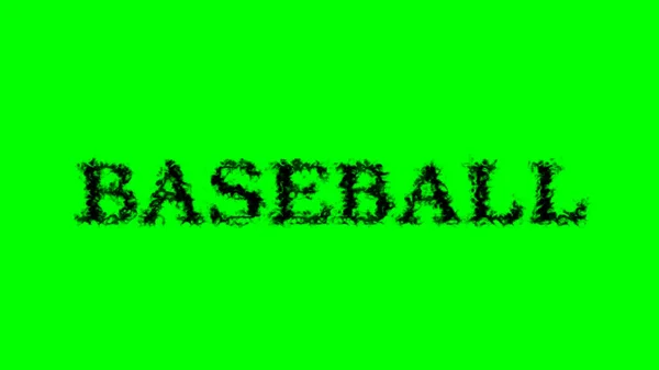 Baseball Rök Text Effekt Grön Isolerad Bakgrund Animerad Texteffekt Med — Stockfoto