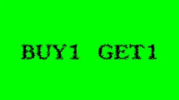 Buy1 Get1 Kouřový Efekt Textu Zelené Izolované Pozadí Animovaný Textový — Stock fotografie