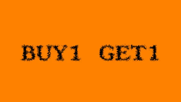 Buy1 Get1 Kouřový Efekt Oranžové Izolované Pozadí Animovaný Textový Efekt — Stock fotografie