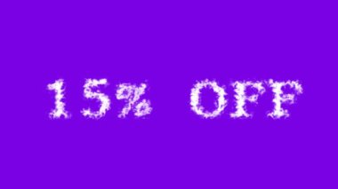 Buluttan% 15 indirimli mesaj efekti menekşe izole arka plan. Yüksek görsel etkiyle canlandırılmış metin efekti. harf ve metin efekti.