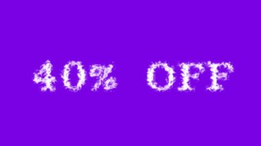 Buluttan% 40 indirimli mesaj efekti menekşe izole arka plan. Yüksek görsel etkiyle canlandırılmış metin efekti. harf ve metin efekti.