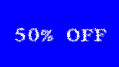 % 50 kapalı metin efekti mavi izole arkaplan. Yüksek görsel etkiyle canlandırılmış metin efekti. harf ve metin efekti.