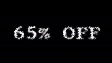 % 65 kapalı metin efekti siyah izole arkaplan. Yüksek görsel etkiyle canlandırılmış metin efekti. harf ve metin efekti.