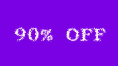 Buluttan% 90 indirimli mesaj efekti menekşe izole arka plan. Yüksek görsel etkiyle canlandırılmış metin efekti. harf ve metin efekti.