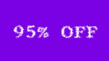 Buluttan% 95 indirimli mesaj efekti menekşe izole arka plan. Yüksek görsel etkiyle canlandırılmış metin efekti. harf ve metin efekti.
