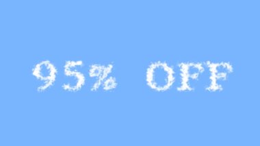 % 95 kapalı metin efekti gökyüzü izole arka plan. Yüksek görsel etkiyle canlandırılmış metin efekti. harf ve metin efekti.