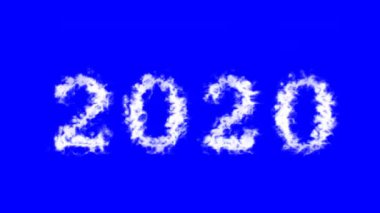 2020 bulut etkisi mavi izole arkaplan. Yüksek görsel etkiyle canlandırılmış metin efekti. harf ve metin efekti.