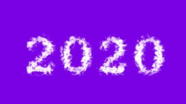 2020 bulut efekti menekşe izole arkaplan. Yüksek görsel etkiyle canlandırılmış metin efekti. harf ve metin efekti.