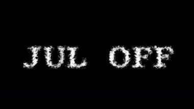 Jul Off metin efekti siyah izole arkaplan. Yüksek görsel etkiyle canlandırılmış metin efekti. harf ve metin efekti.
