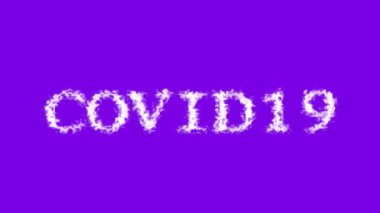 Covid19 bulut metni efekti menekşe izole arkaplan. Yüksek görsel etkiyle canlandırılmış metin efekti. harf ve metin efekti.