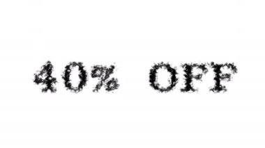 Duman efekti% 40 indirimli beyaz arka plan. Yüksek görsel etkiyle canlandırılmış metin efekti. harf ve metin efekti.