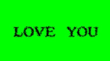 Love You sigara efekti yeşil izole arka plan. Yüksek görsel etkiyle canlandırılmış metin efekti. harf ve metin efekti.