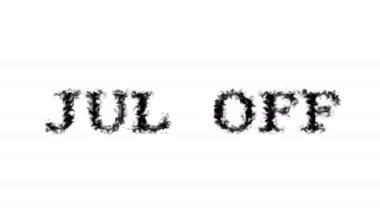 Jul Off duman etkisi beyaz izole arka plan. Yüksek görsel etkiyle canlandırılmış metin efekti. harf ve metin efekti.