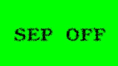 Sep Off duman etkisi yeşil izole arkaplan. Yüksek görsel etkiyle canlandırılmış metin efekti. harf ve metin efekti.