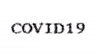 Covid19 duman etkisi beyaz izole arkaplan. Yüksek görsel etkiyle canlandırılmış metin efekti. harf ve metin efekti.