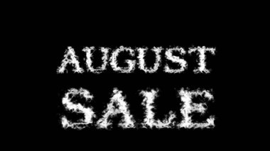 Ağustos ayı indirimli metin efekti siyah izole arkaplan. Yüksek görsel etkiyle canlandırılmış metin efekti. harf ve metin efekti.