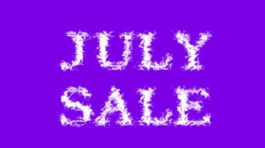 Temmuz indirimi bulut etkisi menekşe izole arka plan. Yüksek görsel etkiyle canlandırılmış metin efekti. harf ve metin efekti.