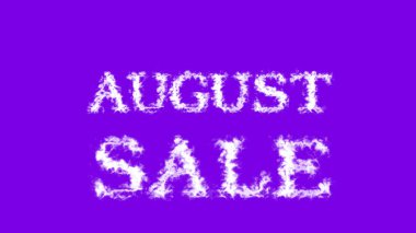 Ağustos Satışı bulut etkisi menekşe izole arka plan. Yüksek görsel etkiyle canlandırılmış metin efekti. harf ve metin efekti.
