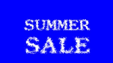 Yaz indirimi bulut etkisi mavi izole arka plan. Yüksek görsel etkiyle canlandırılmış metin efekti. harf ve metin efekti.