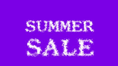 Yaz indirimi bulut etkisi menekşe izole arka plan. Yüksek görsel etkiyle canlandırılmış metin efekti. harf ve metin efekti.