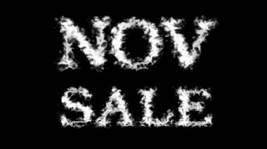 Nov Satış Bulut metin efekti siyah izole arkaplan. Yüksek görsel etkiyle canlandırılmış metin efekti. harf ve metin efekti.