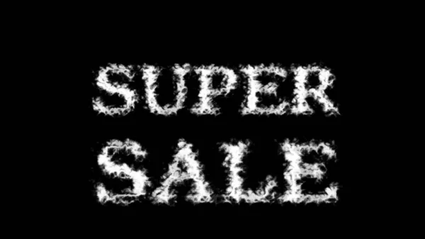 Super Prodej Cloud Text Efekt Černé Izolované Pozadí Animovaný Textový — Stock fotografie