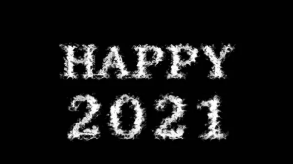 Счастливого 2021 Года Облачный Текстовый Эффект Черный Изолированный Фон Анимированный — стоковое фото