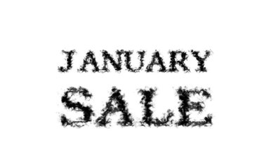 Ocak ayı duman efekti beyaz izole arka plan. Yüksek görsel etkiyle canlandırılmış metin efekti. harf ve metin efekti.