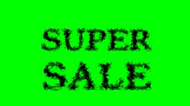 Süper Satış Duman Mesaj Efekti yeşil izole arka plan. Yüksek görsel etkiyle canlandırılmış metin efekti. harf ve metin efekti.