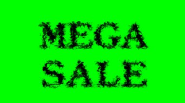 Mega-Sale duman efekti yeşil izole arka plan. Yüksek görsel etkiyle canlandırılmış metin efekti. harf ve metin efekti.