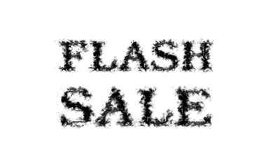 Flaş Satış Duman Mesaj Efekti beyaz izole arka plan. Yüksek görsel etkiyle canlandırılmış metin efekti. harf ve metin efekti.