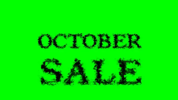Oktober Försäljning Rök Text Effekt Grön Isolerad Bakgrund Animerad Texteffekt — Stockfoto