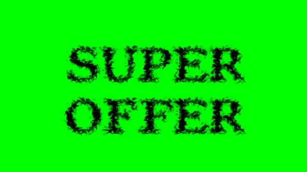 Super Nabídka Kouřový Efekt Textu Zelené Izolované Pozadí Animovaný Textový — Stock fotografie